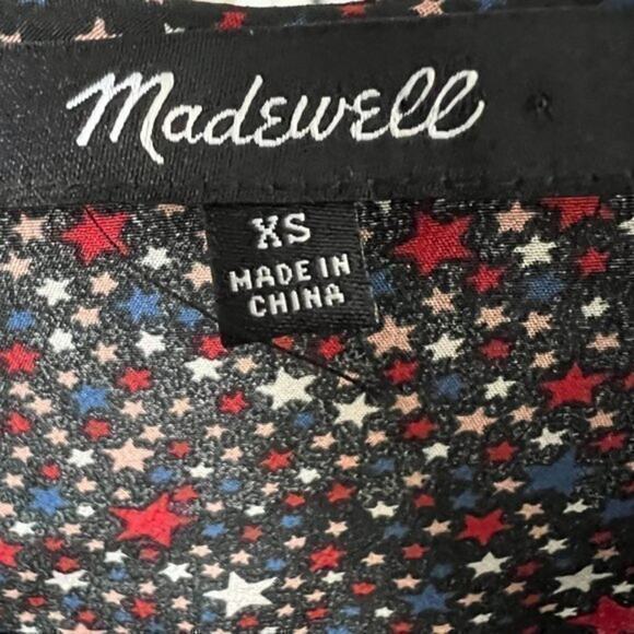 Madewell 100% Silk Ruffle-Hem Wrap Long Sleeve Top in Starry Night xs - Picture 10 of 10